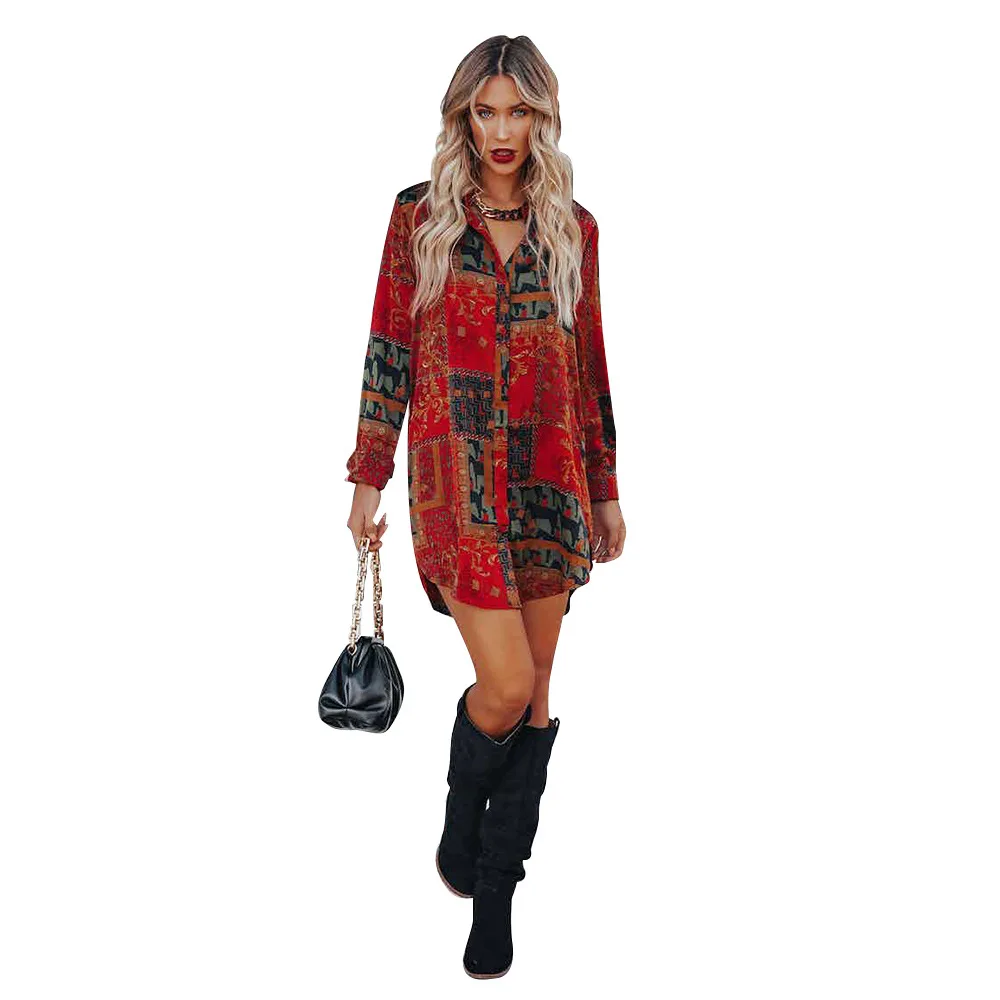 

Autumn and Winter Women's Printed Long Sleeved Cardigan Single Breasted Loose Casual Shirt Fashion Trend