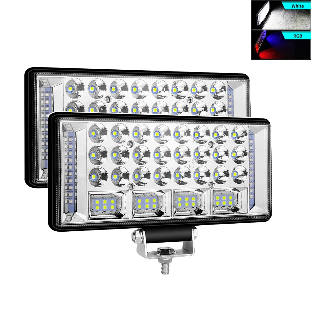 8-дюймовые 12 В, 24 В, автомобильная лампа, Рабочая лампа, 68 светодиодов, красная и синяя мигающая дневная подсветка, модифицированные противотуманные прожекторы