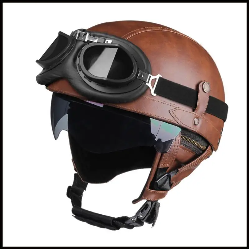 

Vintage Open Face Motorcycle Helmets Retro 3/4 Motorcycle Helmets for Men & Women for City Commute & Long Rides