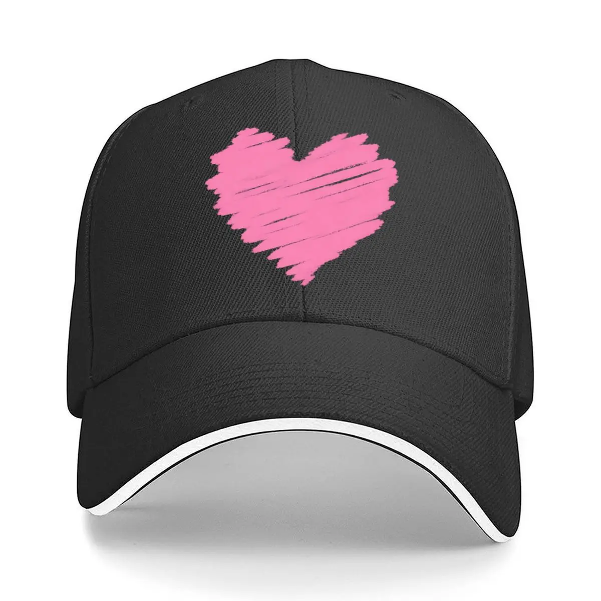 Pink Brush Stroke Heart Love Graphic Sandwich Baseball Cap Women Unisex Male