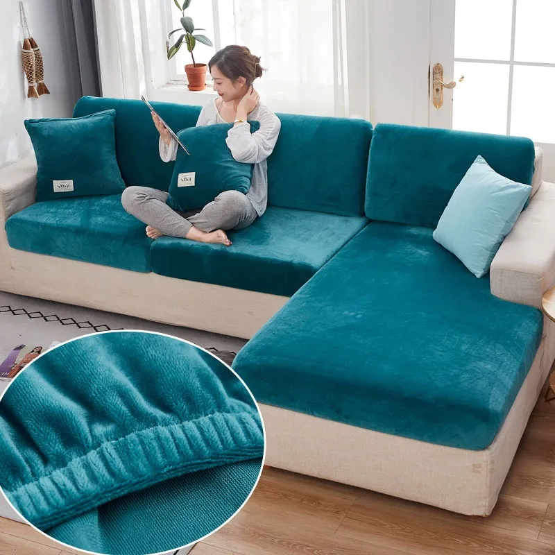 Velvet Sofa Seat Cushion Covers for Living Room Cushion Chaise Longue Luxury Corner L Shape Furniture Sofa Slipcovers