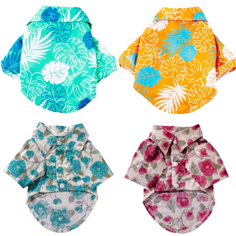 Summer Hawaiian Beach Style Dog Shirt Breathable Dog Clothes Luxury Puppy Vest Coconut Tree Print Cat T-Shirt Poodle Pet Clothes