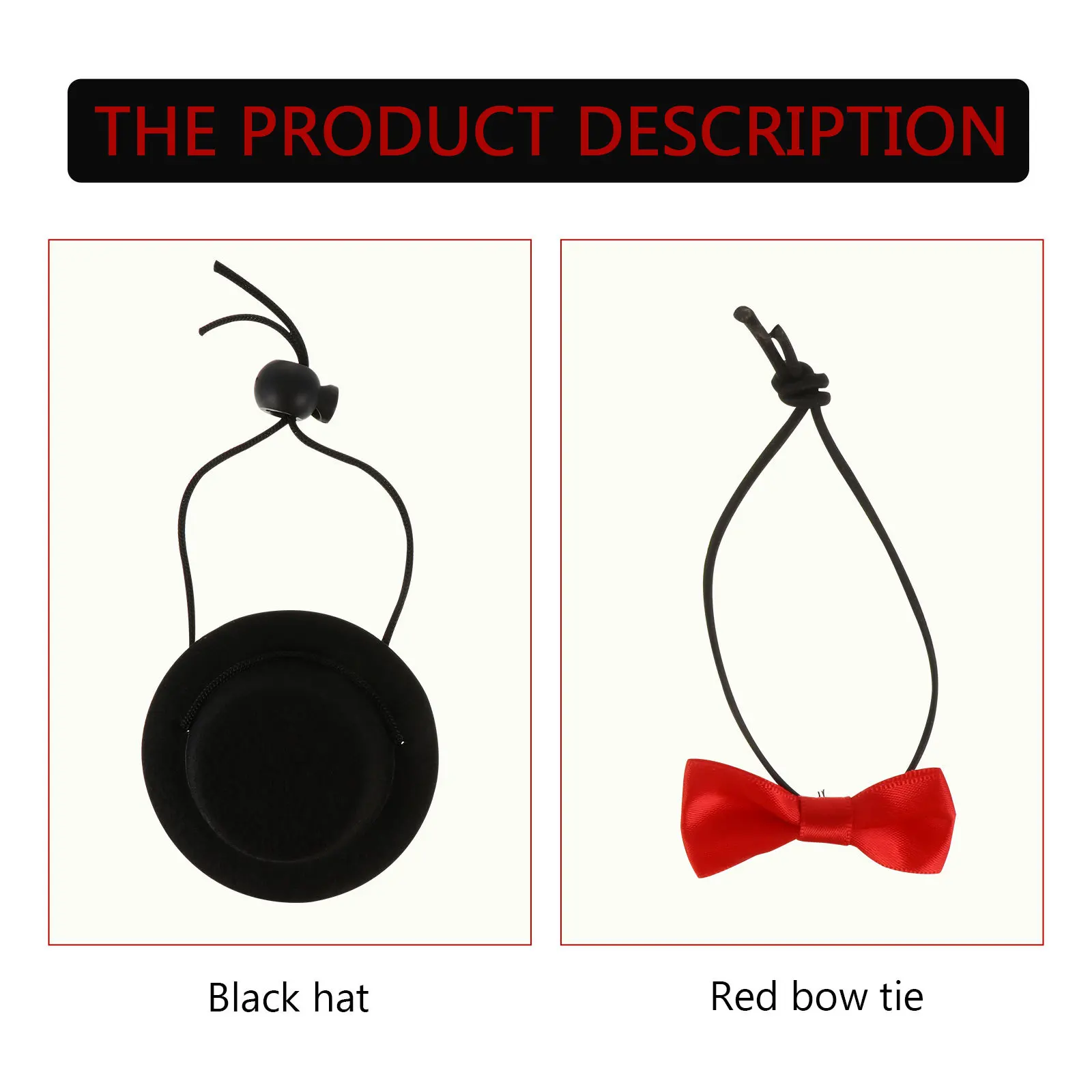 

2Pcs Pet Hat Bowtie Set Adjustable Comfortable Fabric Small Animal Costume Party Supplies Photo Prop for Hamster Guinea Pig