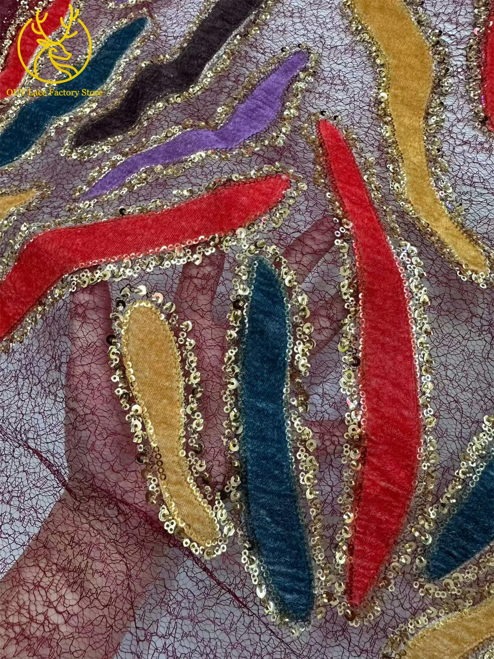 Neuester afrikanischer Gold-Groom-Pailletten-Spitzenstoff, luxuriöser französischer Perlen-Tüll-Spitzenstoff für nigerianische Hochzeitsfeiern, Abschlussbälle und Kleider zum Nähen – Detail 9