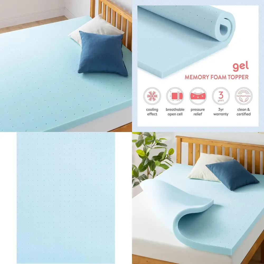 

Queen Size Gel-Infused Ventilated Memory Foam Mattress Topper, Cooling, CertiPUR-US Certified, Perfect for Dorms