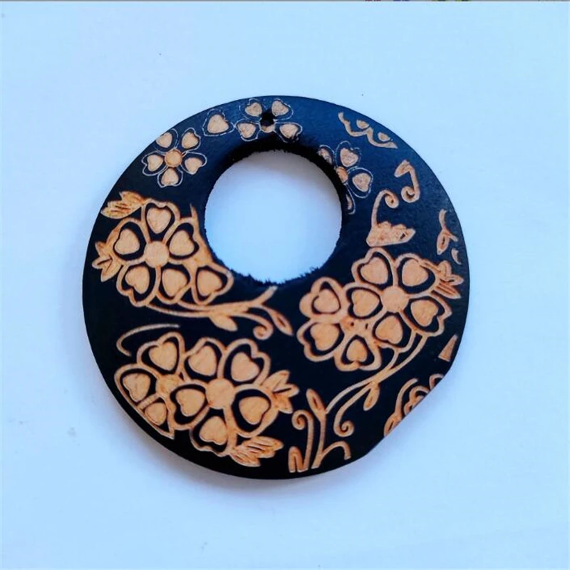 10Pcs/Lot New Creative Hollow Round Print Charm Connectors Diy Earrings Pendant Jewelry Making Acessories Material