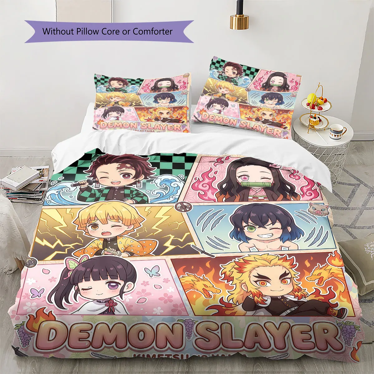 Demon Slayer Comfor Duvet Cover Kid's Bedding Set,Extra Large Size Gifts Various Sizes Available -HE187