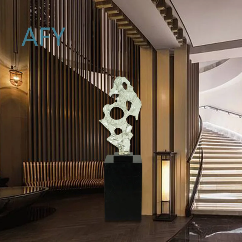 Resin Taihu Stone Sculpture Decor for Jiangsu Changzhou Hotel Home Decoration Transparent Glass-like Art Figurine