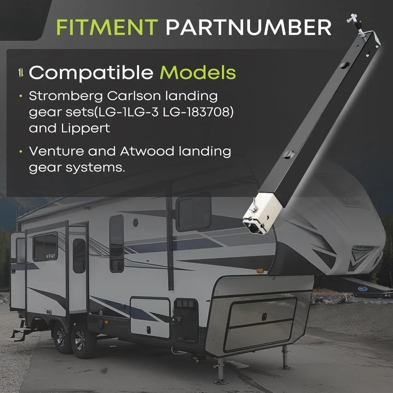 Perna do trem de pouso RV de quinta roda com perna de queda e pino de gaiola compatível com Lippert Venture, Atwood, Stromberg Carlson - 29,5" Universal Re