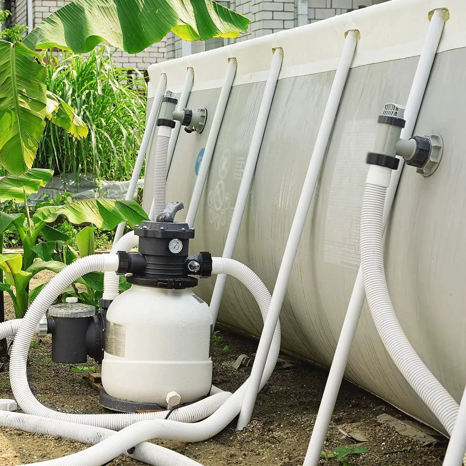 خرطوم مضخة فلتر حوض السباحة الأبيض 40/150 سنتيمتر خرطوم مضخة حمام السباحة لمضخات مرشح الرمل لحمام السباحة انتكس أنظمة المياه المالحة لحمامات السباحة فوق الأرض #4