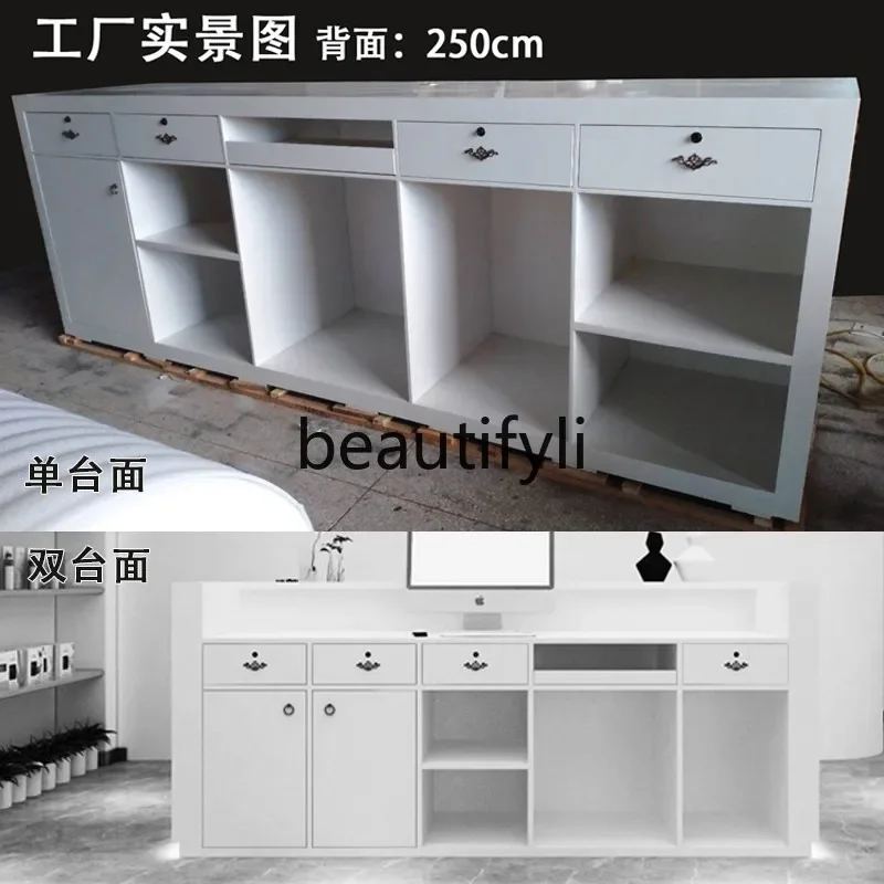 zzqBianco cassiere per salone di bellezza per abbigliamento bianco con reception aziendale leggera Semplice bar disponibile personalizzabile