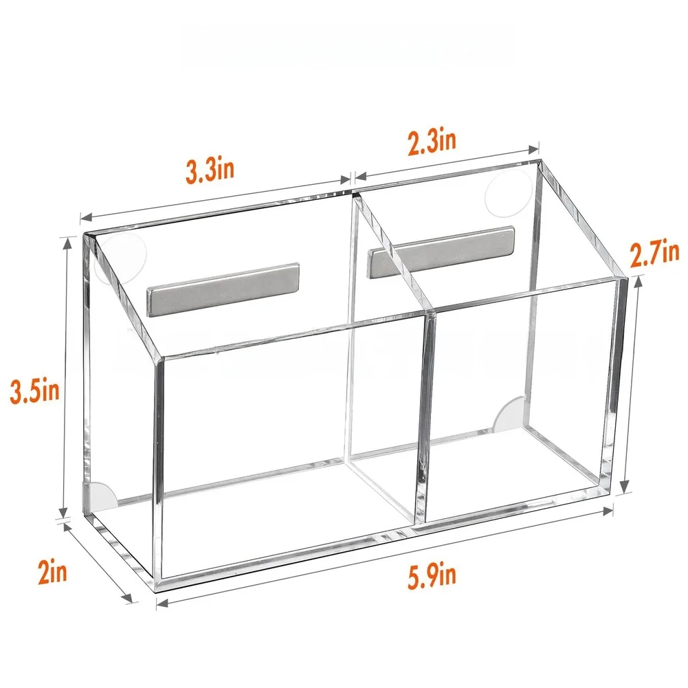 Magnetic For acrylic Pen Holder for Fridge Use Clear Material Non-Slip Base Compact Desk Organizer for Writing Tools