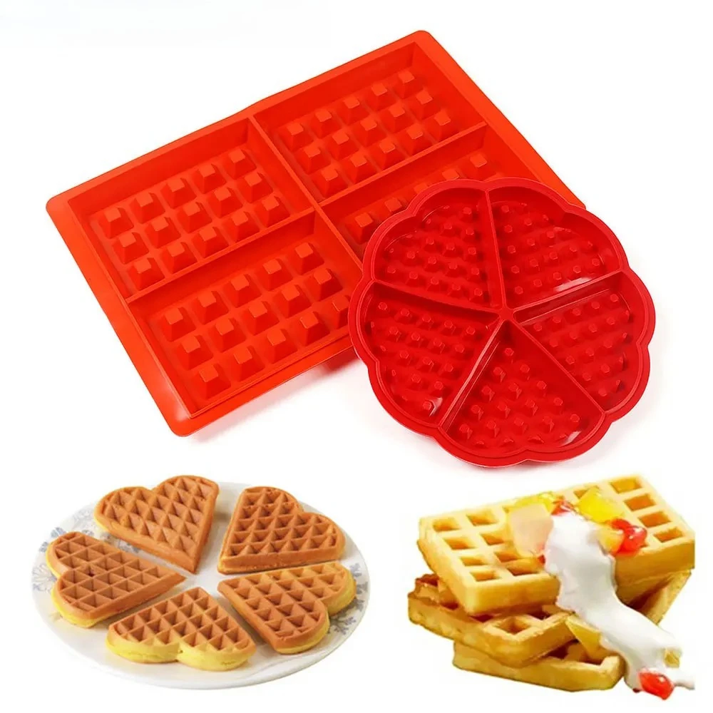 Silicone World Square Round Waffle Silicone Molds Cake Mold DIY Waffle Bakeware Baking Mold Pancake Baking Tray Kitchen Tools