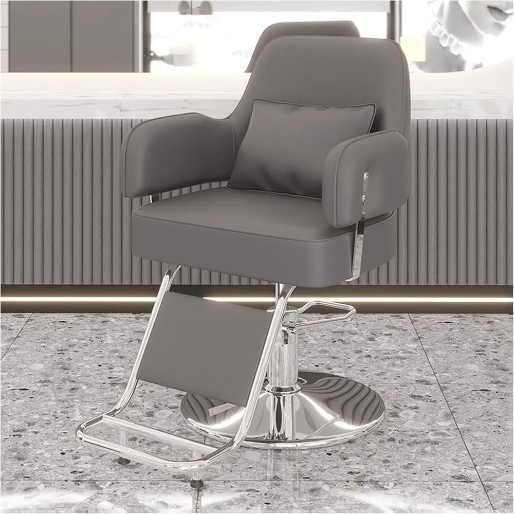 

Heavy-Duty Hydraulic Barber Chair, Height-Adjustable 360° Swivel, Grey Spa Beauty Equipment for Hair Stylists and Makeup Artists