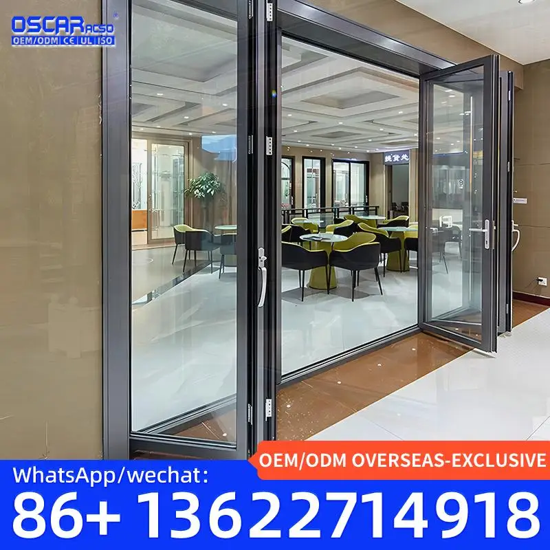 

Soundproof Waterproof Bi fold Foldable Doors for Home Office Garage Exterior Use