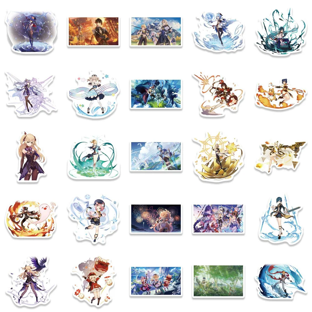10/30/50PCS New Genshin Impact Sticker Pack Cartoon Creative Anime iPad Luggage Table Car Chair Decoration Waterproof Wholesale