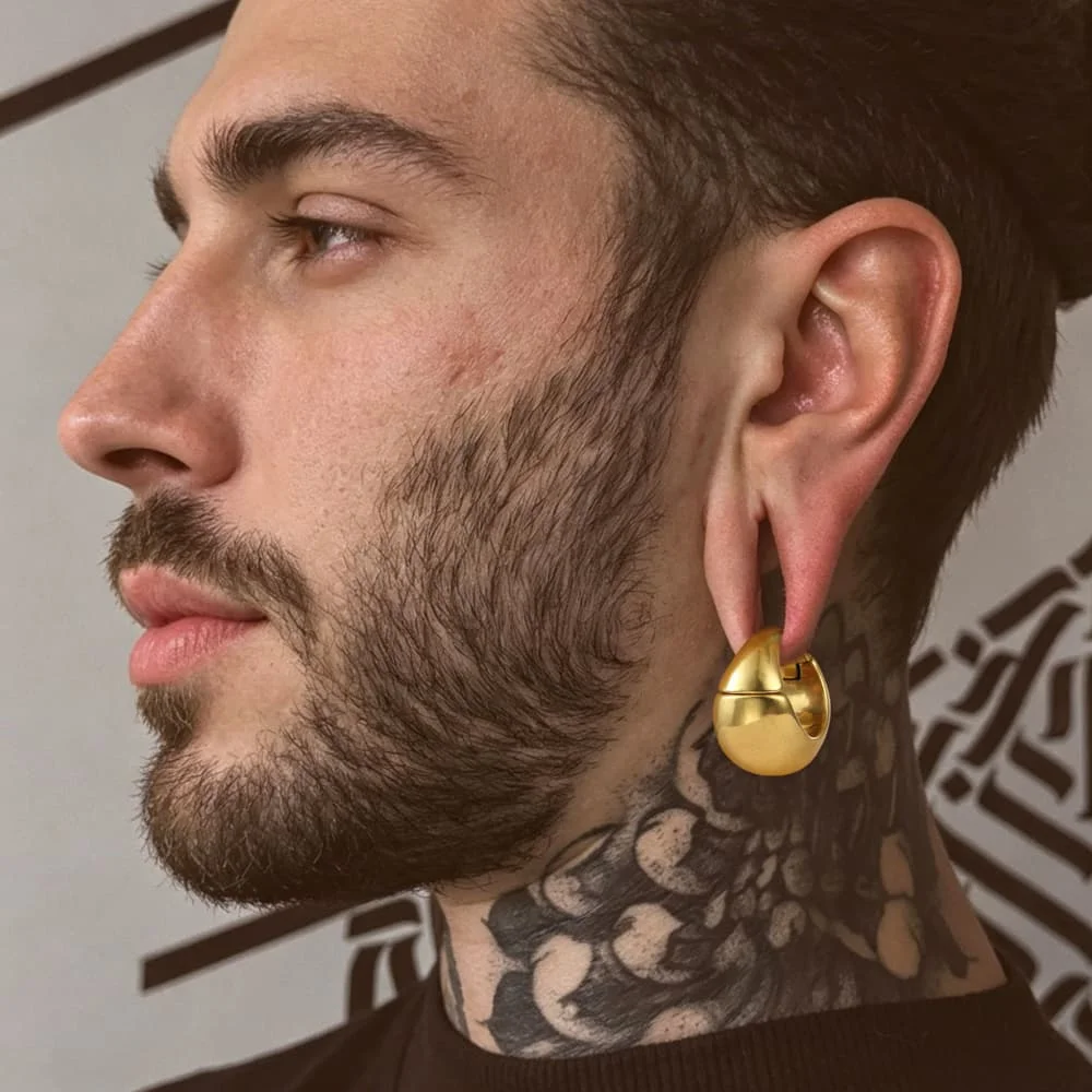 Giga 1/2Pcs 10mm Vintage Thick Round Ear Weights Hanger Gauges Stretched Earlobe Hoop Stainless Steel Piercing Body Jewelry