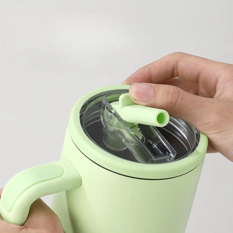 40oz Stainless Steel Insulated Tumbler with Handle Straw Leakproof Travel Water Bottle Car Cup Coffee Mug 1200ml