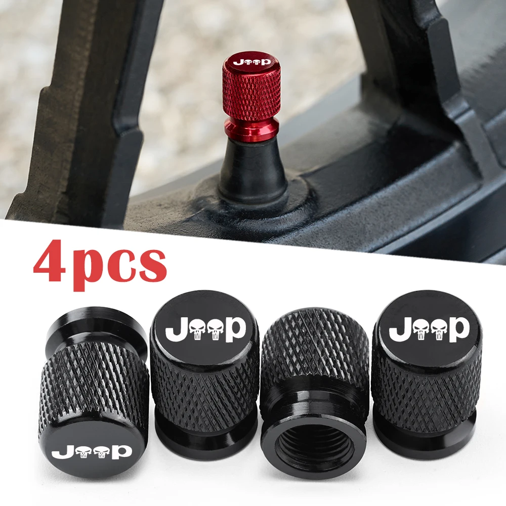 Car Wheel Tire Valve Caps Tyre Stem Covers Airdust Waterproof For Jeep Renegade Compass Wrangler Patriot Grand Cherokee Rubicon