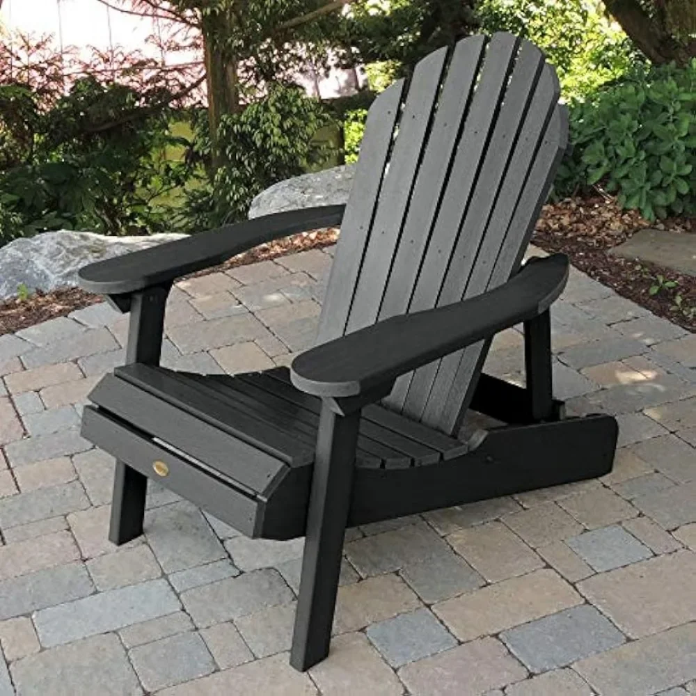 Highwood AD-CHL1-BKE Hamilton Made in the USA Adirondack Chair, Adult Size, Black