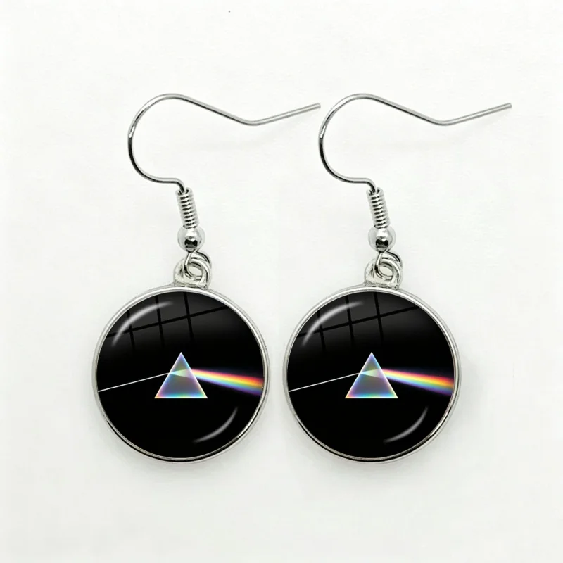 Glass P-Pink F-Floyd Album Women Dangle Earrings Fashion Drop Earrings Glass Cabochon Lady Earrings Jewelry