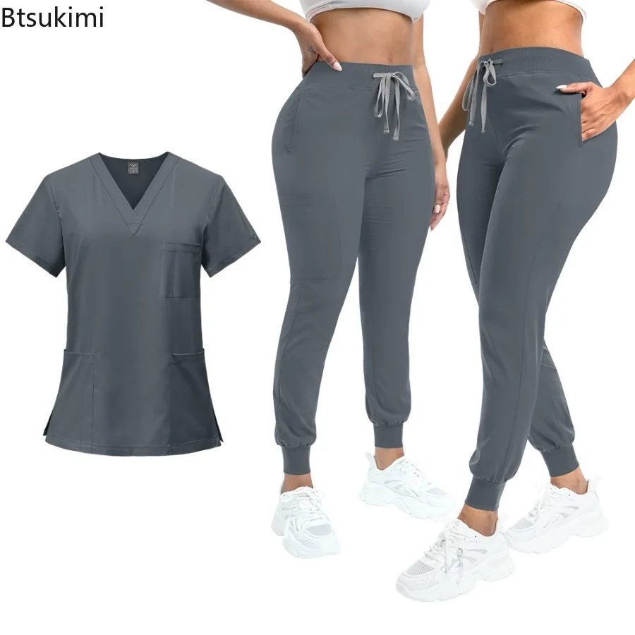 conjunto-de-uniforme-de-verao-para-enfermagem-blusa-de-manga-curta-com-decote-em-v-calcas-multicolorido-para-mulheres-veterinarias-e-profissionais-de-saude