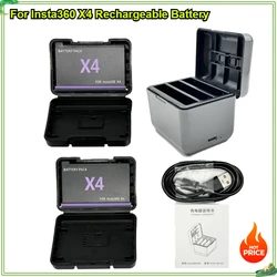 Rechargeable Battery for Insta360 X4 or 3 Slot Fast Charger Nd Misro SD Card Slots for Insta 360 ONE X 4 Battery Accessories