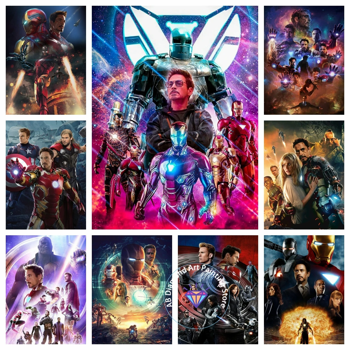 

Marvel Movie Iron Man AB Diamond Painting Kit DIY 5D Diamond Embroidery Cross Stitch Handmade Art Gift Crafts Home Decor Gift