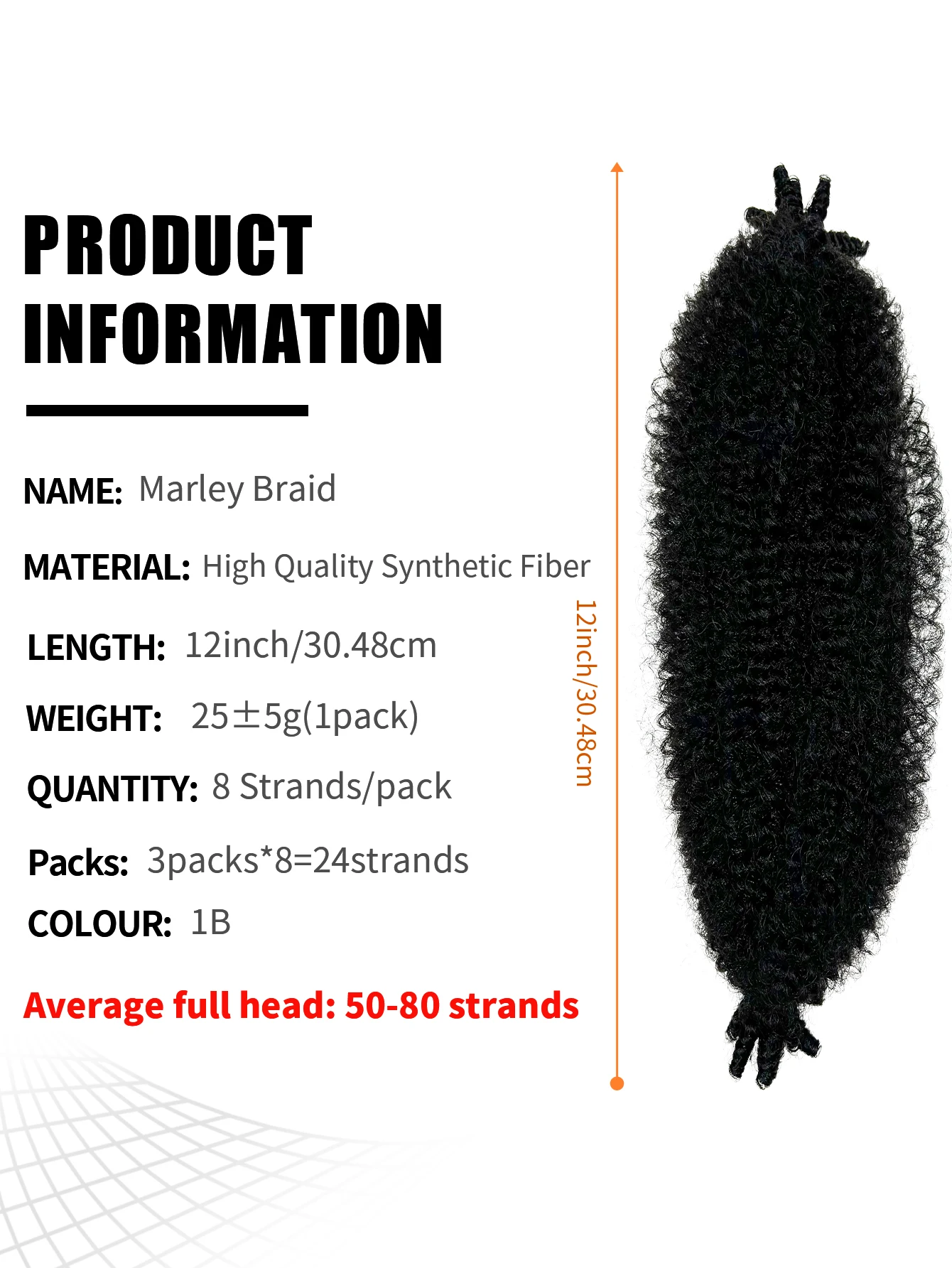 3 Packs Marley Twist Braiding Hair 12 inch Pre-Separated Springy Afro Twist Hair for soft Faux Locs Wrapping hair for Black Wome