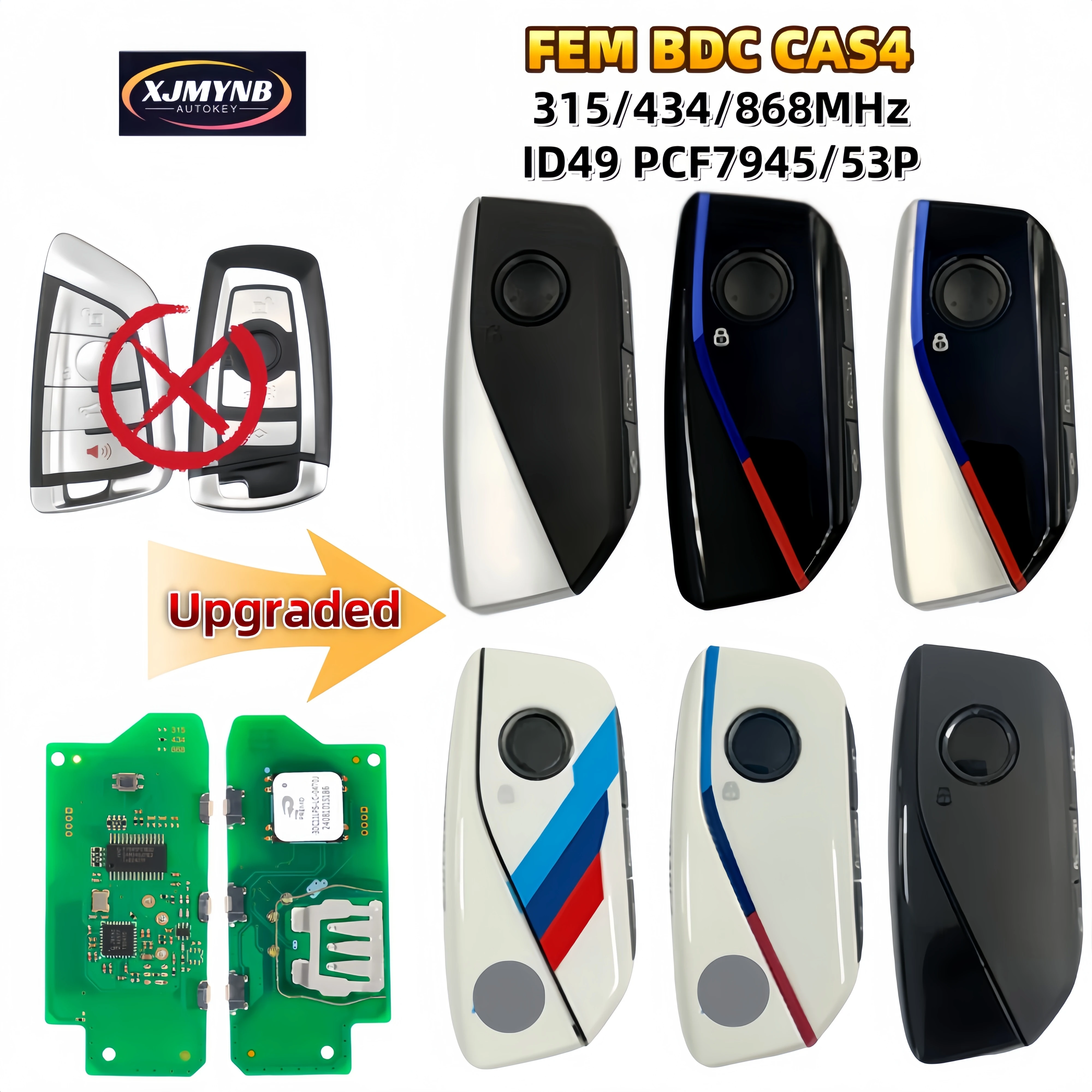 XJMYNB ترقية 315/434/868 ميجا هرتز PCF7945/53 رقاقة الذكية مفتاح بعيد فوب لسيارات BMW FEM BDC CAS4 CAS4 + F الهيكل 5 7 سلسلة 2011-2019