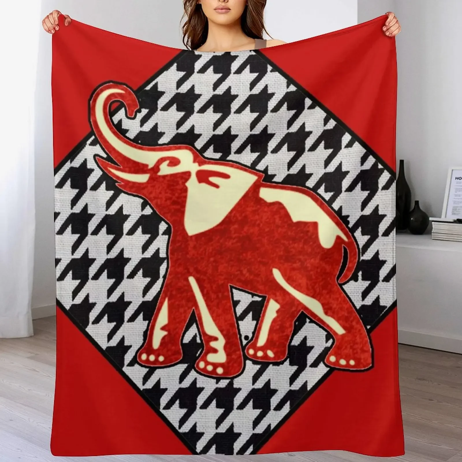 

Red Elephant Houndstooth Diamond Throw Blanket for babies For Sofa Thin warm winter Softest Blankets
