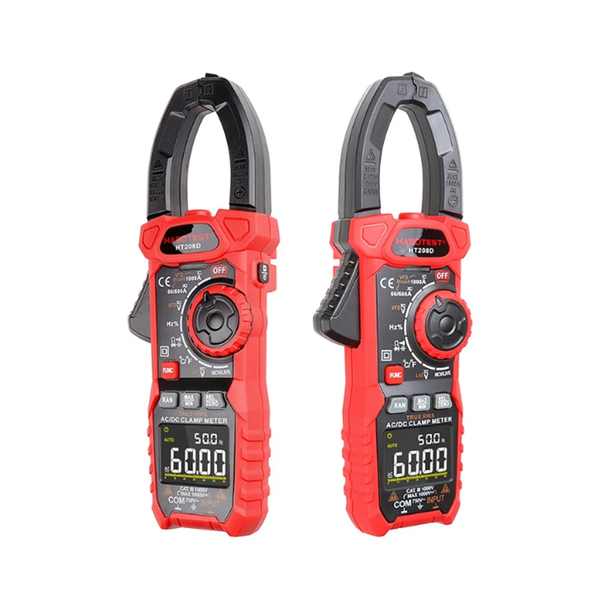 HT208D Digital Clamp Meter True-RMS Multimeter Anto-Ranging Tester Current Clamp Digital Ammeter Clamp