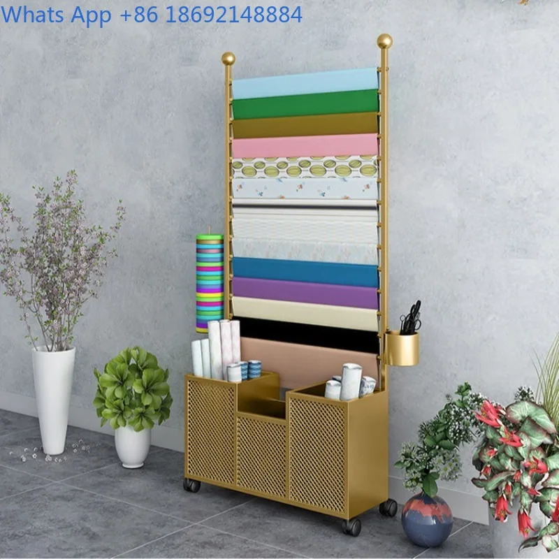 Iron Art Flower Wrapping Paper Flower Shop Display Rack Ribbon Satin  Storage Rack Scarf Car Film Wallpaper Rack