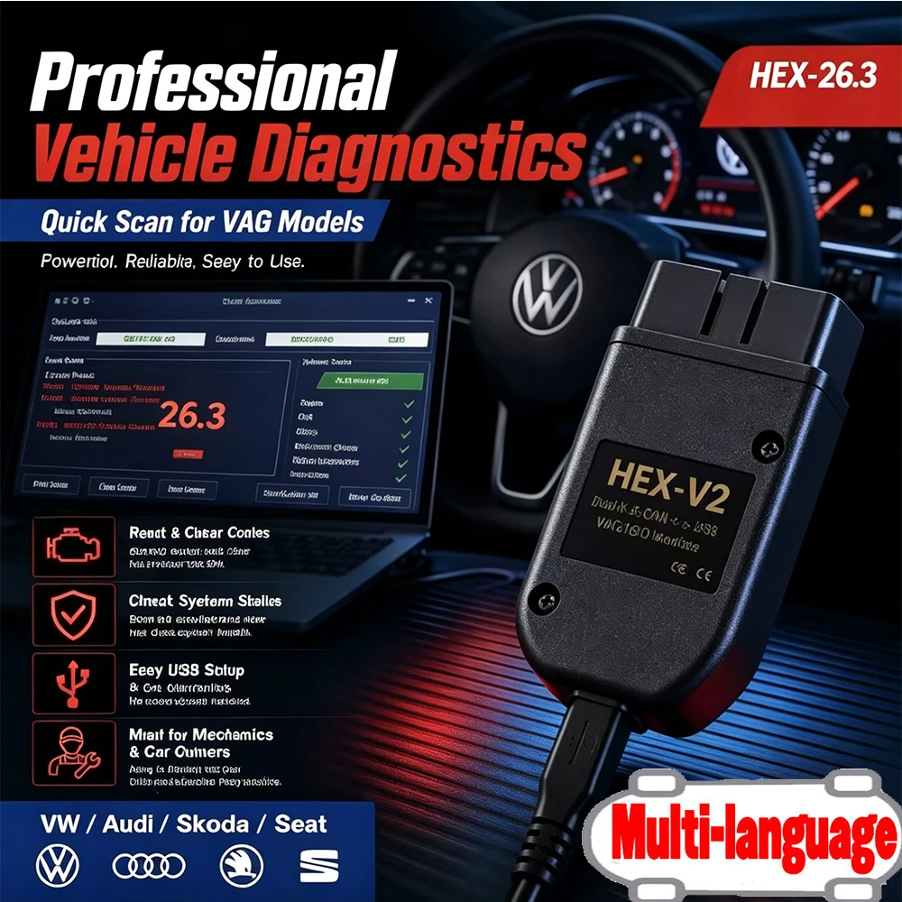 2026-vcds-vagcomインターフェース-vw、アウディ、シュコダ、セアト対応-hex-v2-vcds-vag-com-アップデート263-多言語対応-車両obdii診断ツール