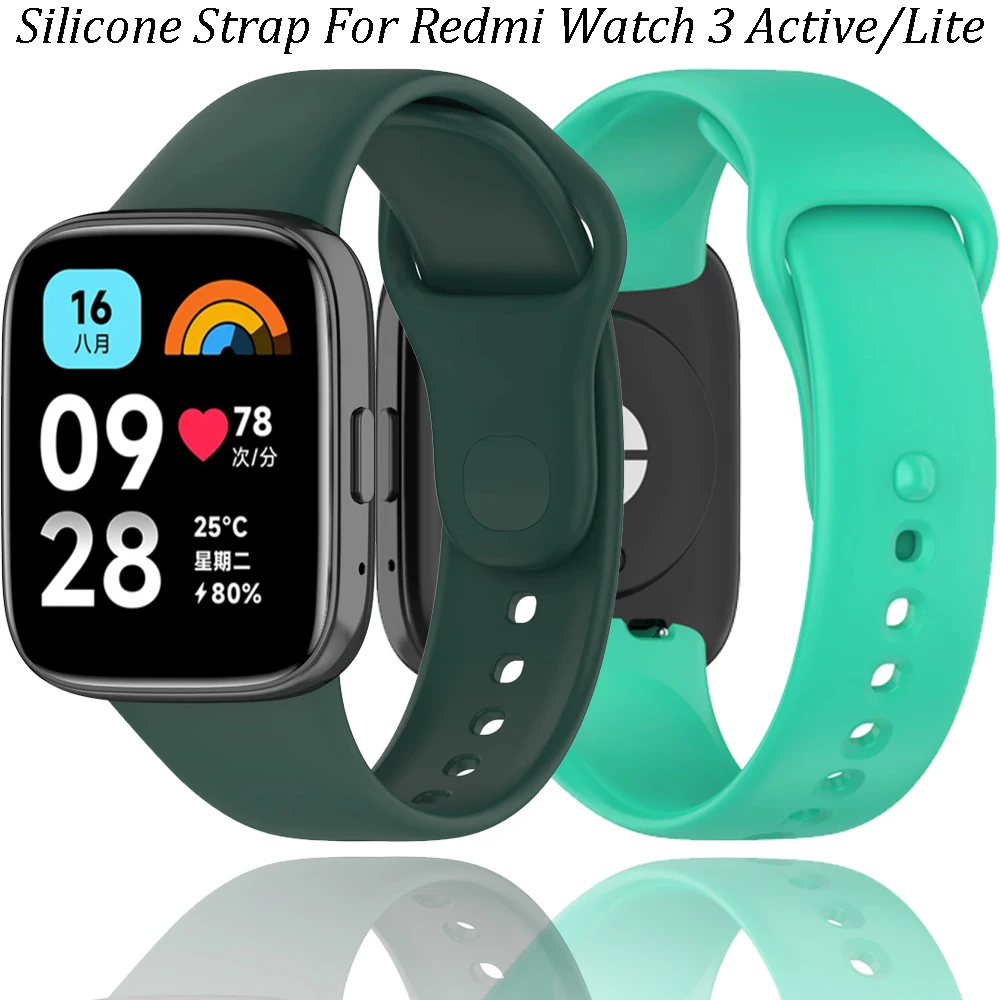 Weiches Silikonarmband für Xiaomi Redmi Watch 3, aktiver Sport, bequemer, atmungsaktiver Armbandgürtel für Redmi Watch 3 Lite