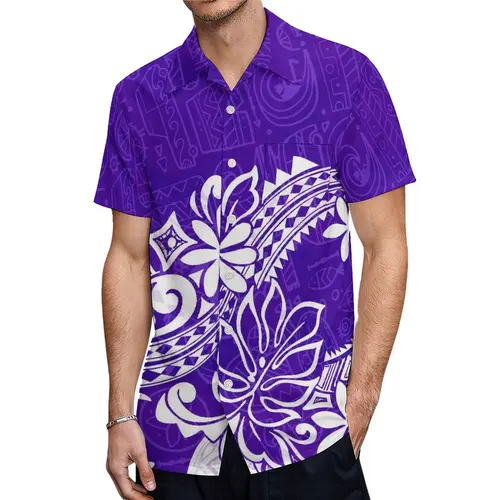 Imagen 2 del producto Vestido de mujer libre de impuestos, camisa personalizada con temperamento samoano para mujer, conjunto polinesio cómodo de pareja púrpura, vestido informal de viaje