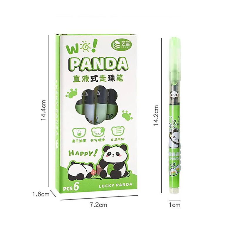 Гелевая ручка с рисунком панды, 0,5 мм, 6 шт.
