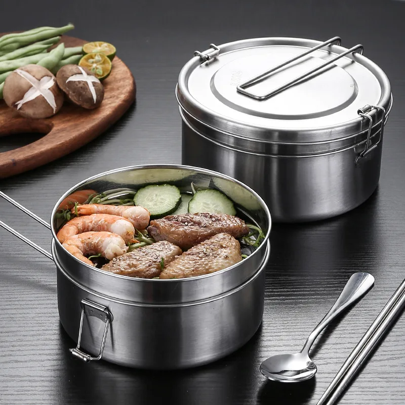 

Food grade 304 stainless steel round lunch box for students, office workers, lunch boxes with lids, outdoor camping lunch boxes