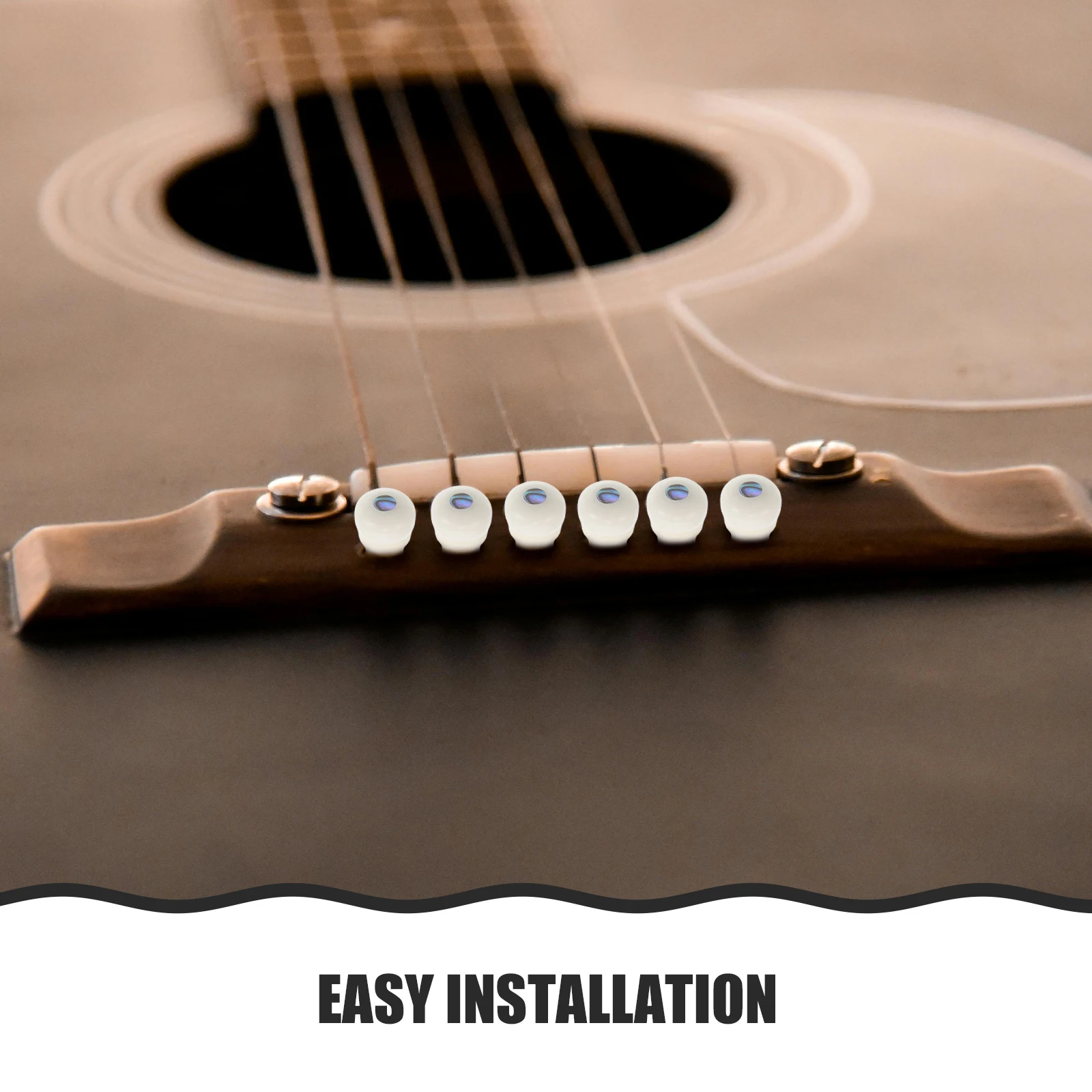 

6Pcs Guitar Bridge Pins Bone Material with Shell Inlay Secure String Anchoring for Acoustic Guitar Accessories