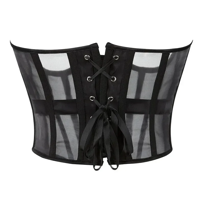 

asdh8@Fashion Trend Black Mesh Corset - Women's Breathable Zip Underbust Bustier, Waist Cincher Corselet for Body ShapingCOSda@