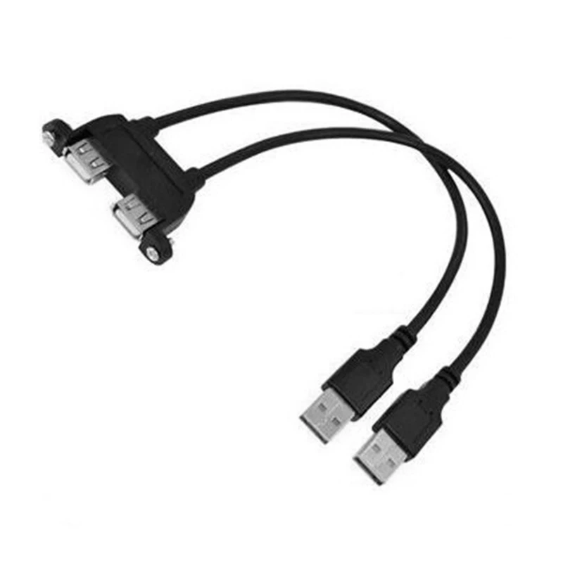 

Двойной USB-удлинительный кабель «папа-мама» с двумя портами, удлинительный кабель с отверстиями для винтов, монтажный на панель, USB2.0, зарядный кабель