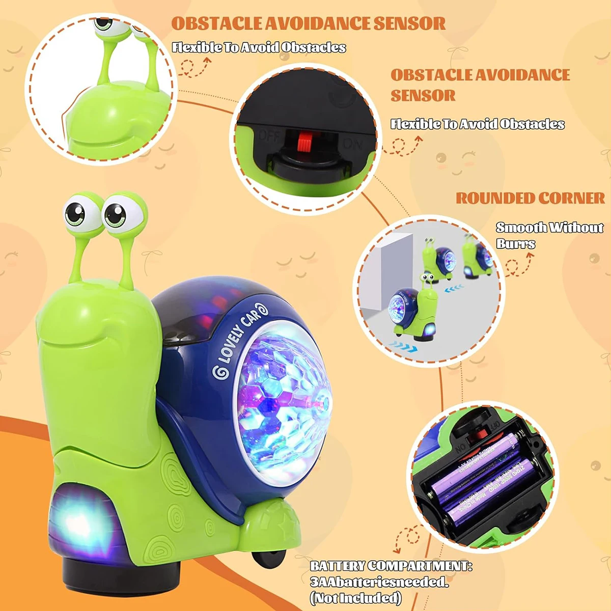 Puzzle electric toys, hermit crab walking, universal music and lighting projection, cartoon toys for children
