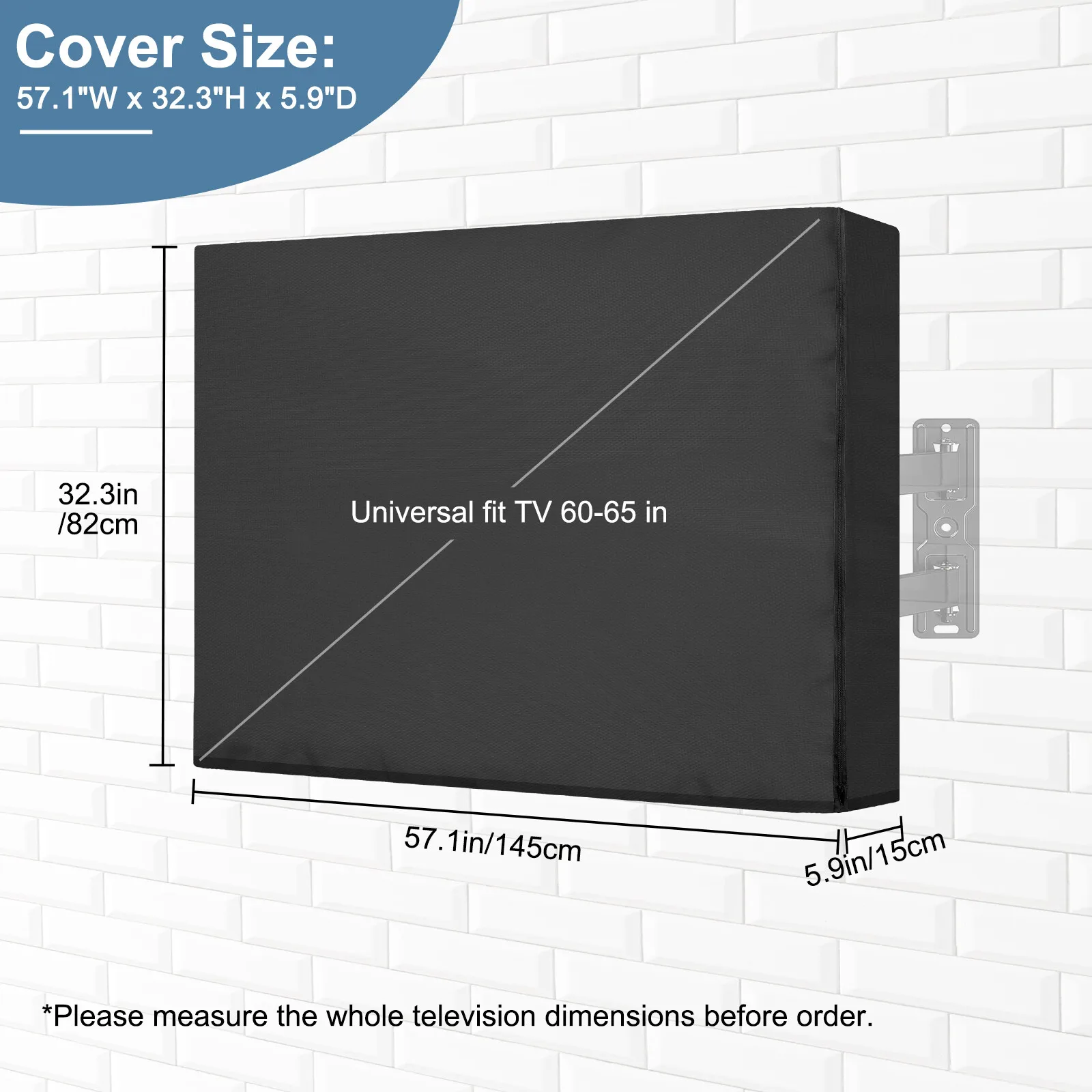 Waterproof Outdoor TV Cover 60-65 inch Weatherproof Outside Television Protector