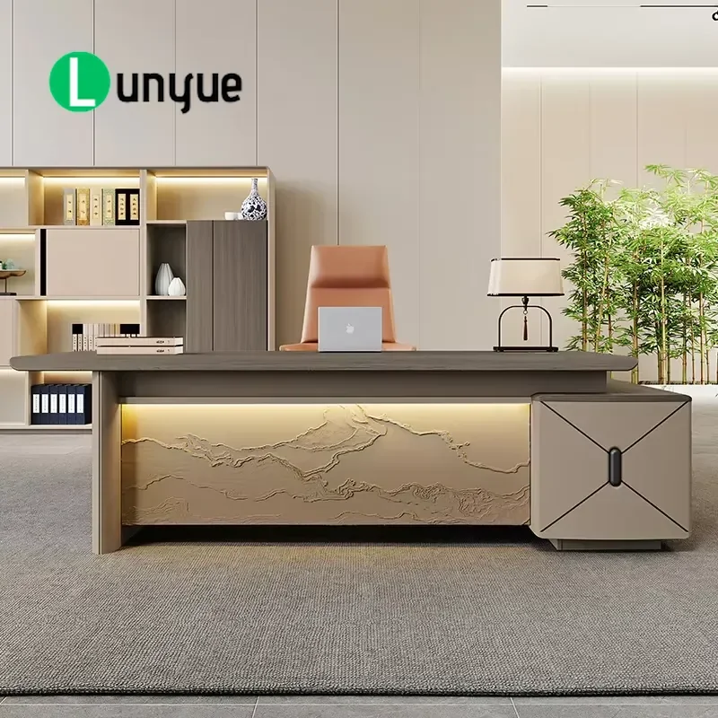 Modern Luxury L Shaped Desk With Storage Drawers Custom Size Optional Color Eco Friendly Waterproof Wood Office Furniture