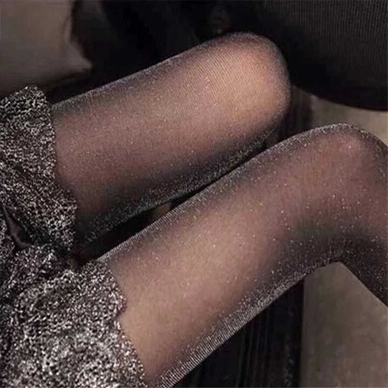 Sexy Shiny Pantyhose Glitter Stockings Womens Glossy Tights Pantyhose Thin Leggings Anti Snag Nightclub Hosiery Black White