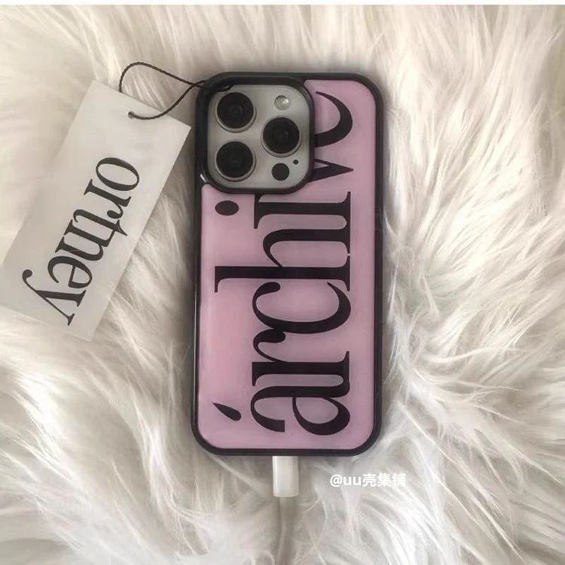 Funda de Teléfono con Diseño Coreano Simple y Delicado, Color Rosa, para iPhone 17 16 15 14 13 11 Pro Max AIR PLUS, Funda Bonita de Resina Fundida