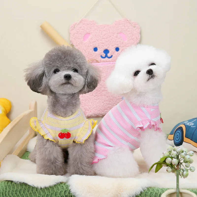 Pet Summer Vest for Dog Clothes Puppy Comfortable Doggy Clothing Vestidos for Small Medium Dogs Thin T Shirt With Strawberry