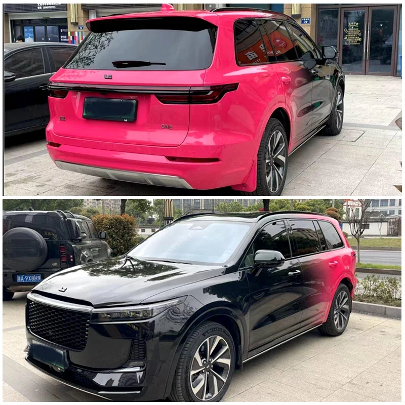 2025 PVC Auto Aanpassen Ontwerp Wikkelfolie Glanzend Zwart tot Oranje Gradiënt Auto Body Sticker Zelfklevende Auto Wrap Vinyl Film