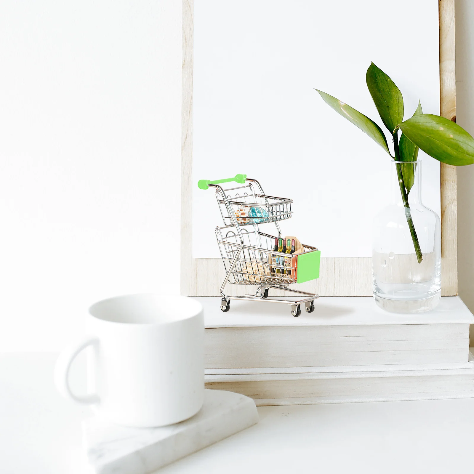Mini panier de courses en alliage Double couche pour enfants, petit chariot de supermarché, affichage de Collection de cadeaux pour le jeu
