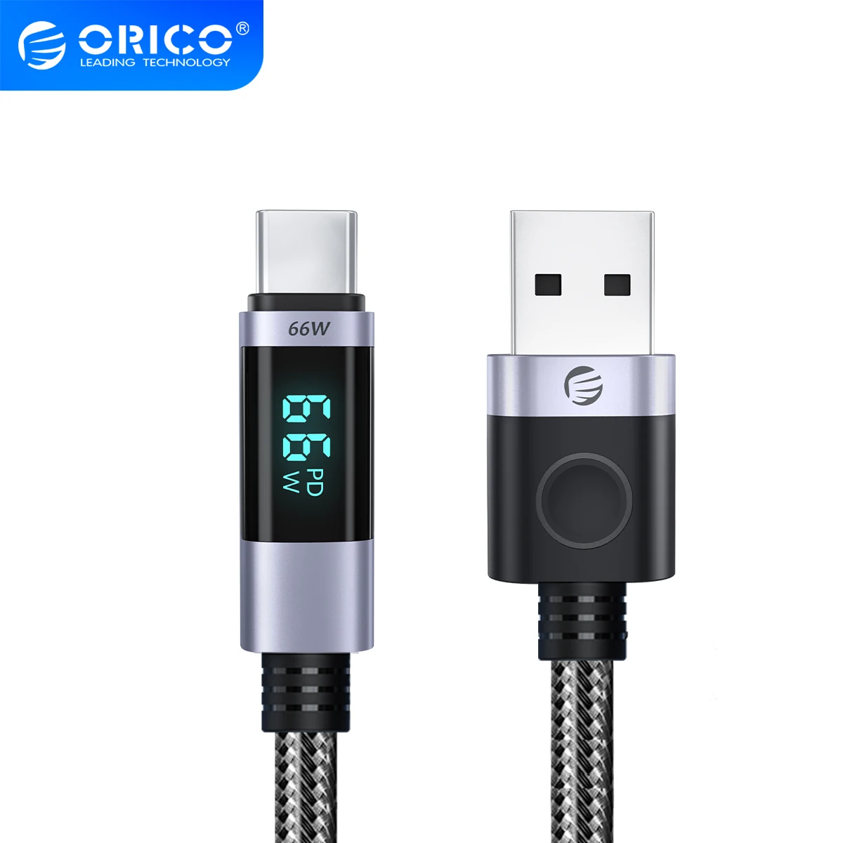 ORICO 66W USB Cable 6A Fast Charging Charger Wire Cord For Huawei P40 LED Data USB C Phone Cable For Xiaomi Mi 10 Samsung S2